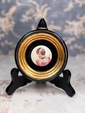 Antique Style Limoges Portrait Miniature Plaque Sungott France Lady